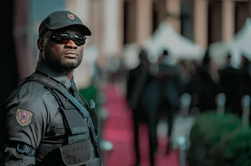 VIP Protection Service, an image of a guard with a red carpet in the background